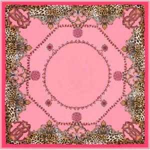 130*130CM 100% Twill Silk Large Square Scarf Leopard Chain Print Head Scarves Wraps