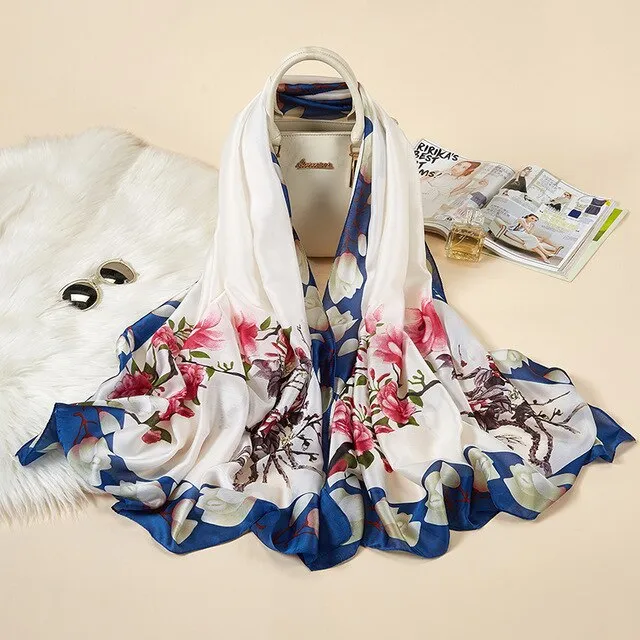 2020 New Silk Scarf Women Fashion Dot Print Shawls and Wraps Lady Travel Pashmina High Quality Striped Scarves Winter Neck Wram