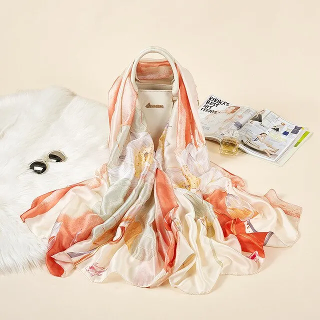2020 New Silk Scarf Women Fashion Dot Print Shawls and Wraps Lady Travel Pashmina High Quality Striped Scarves Winter Neck Wram