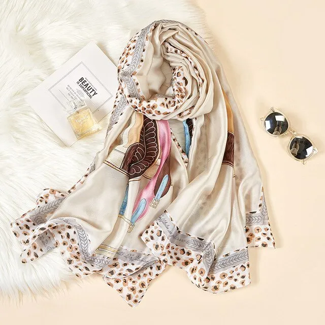 2020 New Silk Scarf Women Fashion Dot Print Shawls and Wraps Lady Travel Pashmina High Quality Striped Scarves Winter Neck Wram