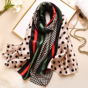 2020 New Silk Scarf Women Fashion Dot Print Shawls and Wraps Lady Travel Pashmina High Quality Striped Scarves Winter Neck Wram