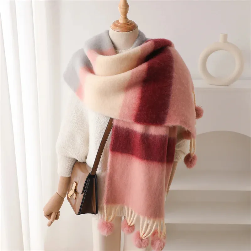2024 Fashion Winter Multicolor Thick Warm Cashmere Looped Yarn Pashmina Scarf