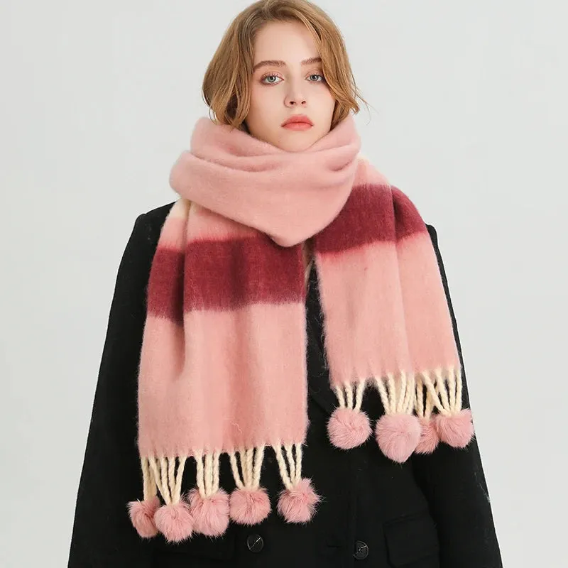 2024 Fashion Winter Multicolor Thick Warm Cashmere Looped Yarn Pashmina Scarf