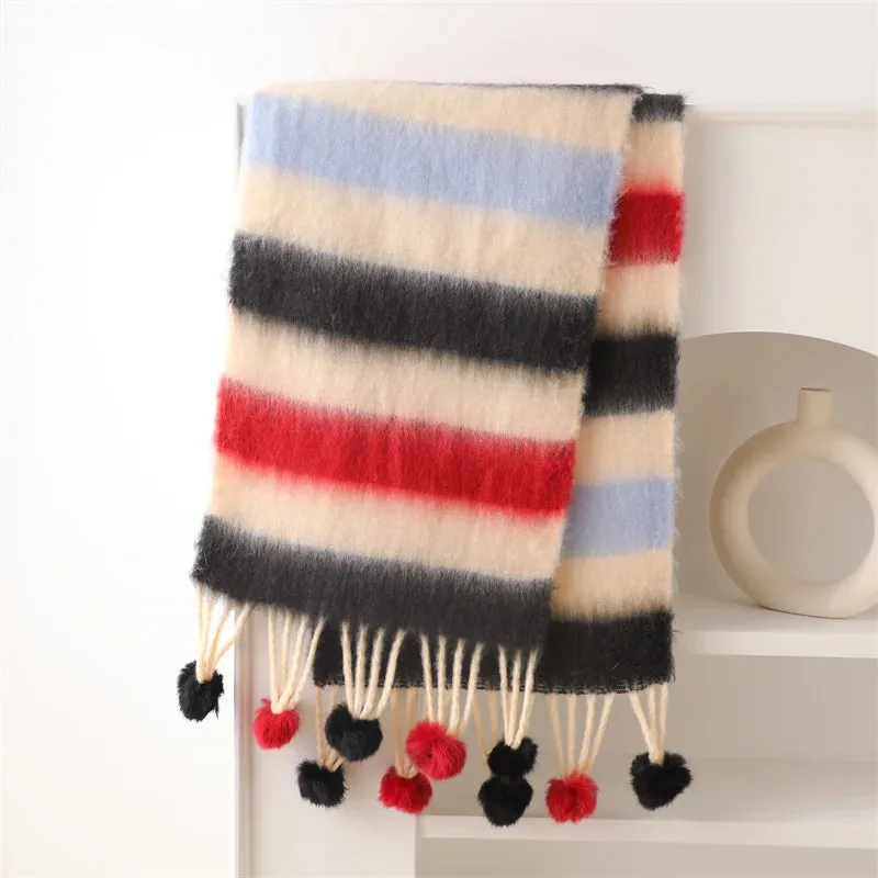 2024 Fashion Winter Multicolor Thick Warm Cashmere Looped Yarn Pashmina Scarf
