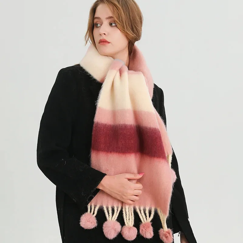 2024 Fashion Winter Multicolor Thick Warm Cashmere Looped Yarn Pashmina Scarf