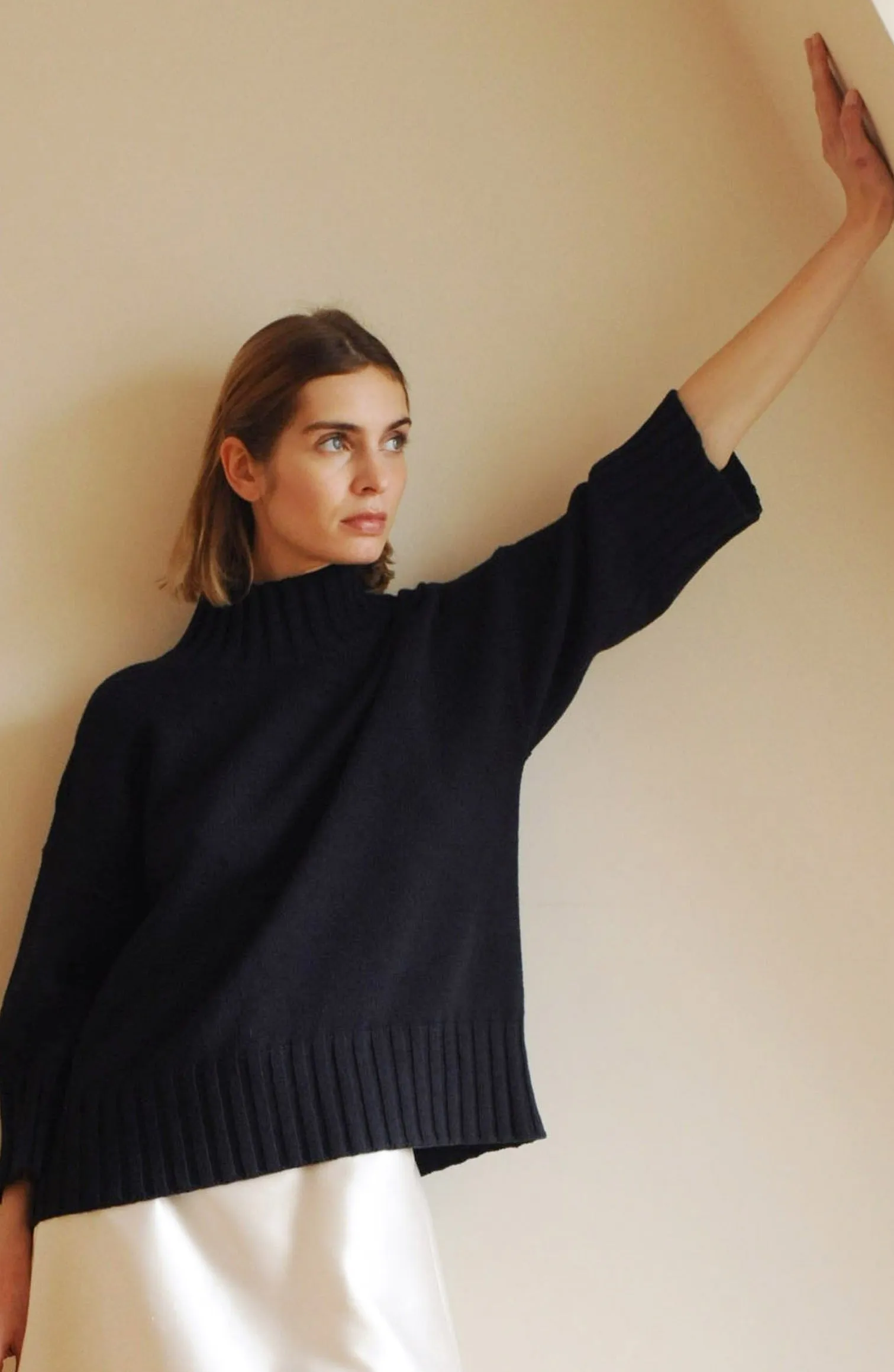 Alessandra Cotton and Cashmere Raglan Sleeve - Shearwater