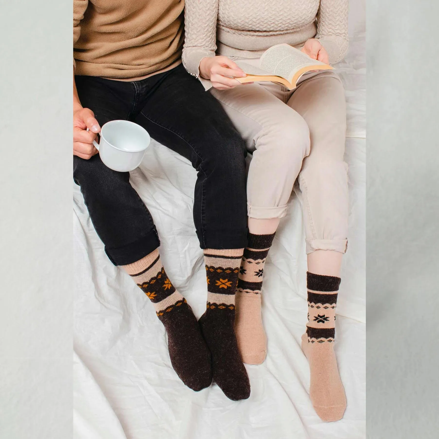 Alpaca Wool, Patterned Winter Socks