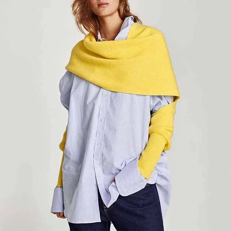 ASHORESHOP Winter Shawl Scarf with Sleeves 2019 Spring Autumn Knitting Shawl Scarves