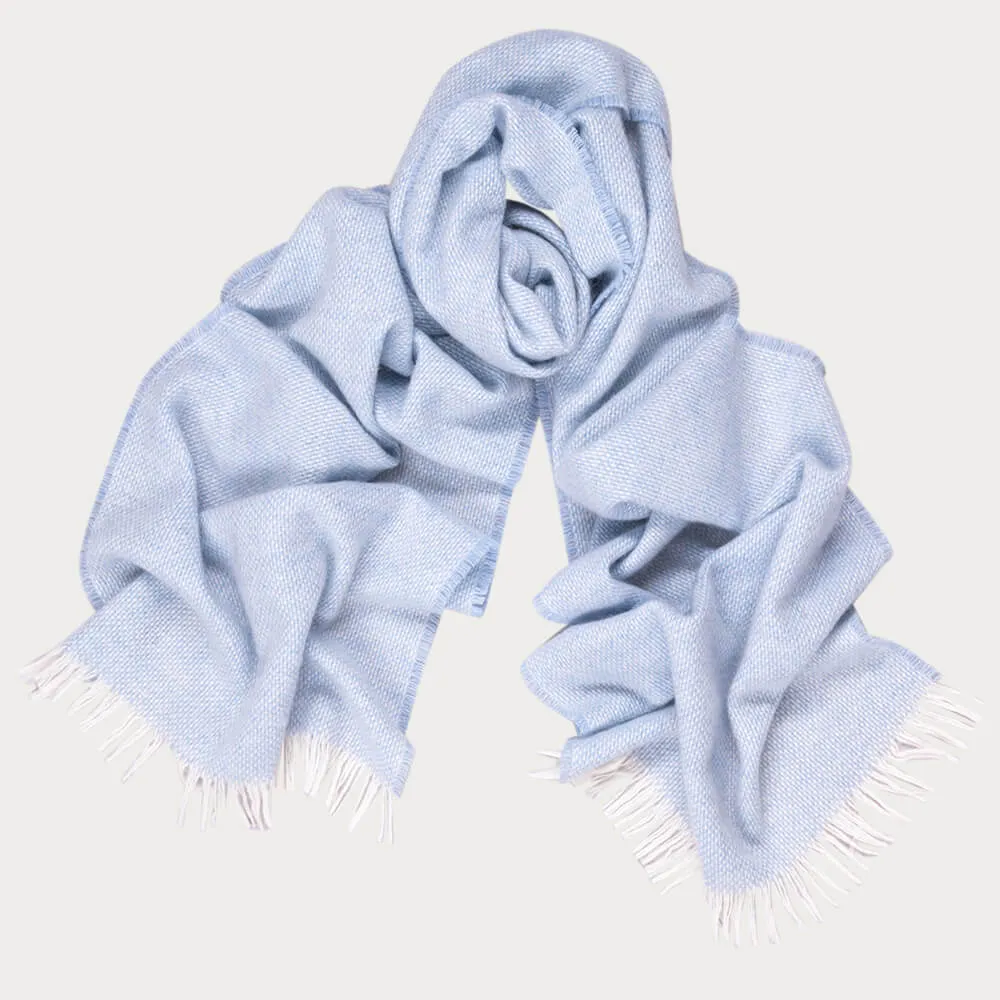 Baby Blue and Ivory Interwoven Cashmere Scarf