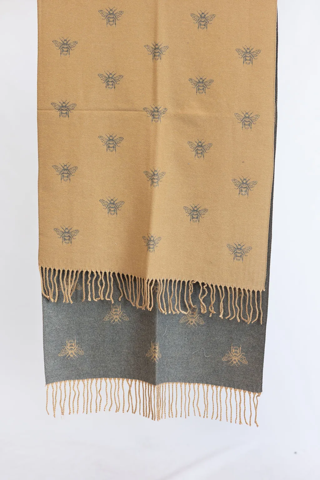 Bee Luxe Cashmere - Double Sided - Tan/Grey