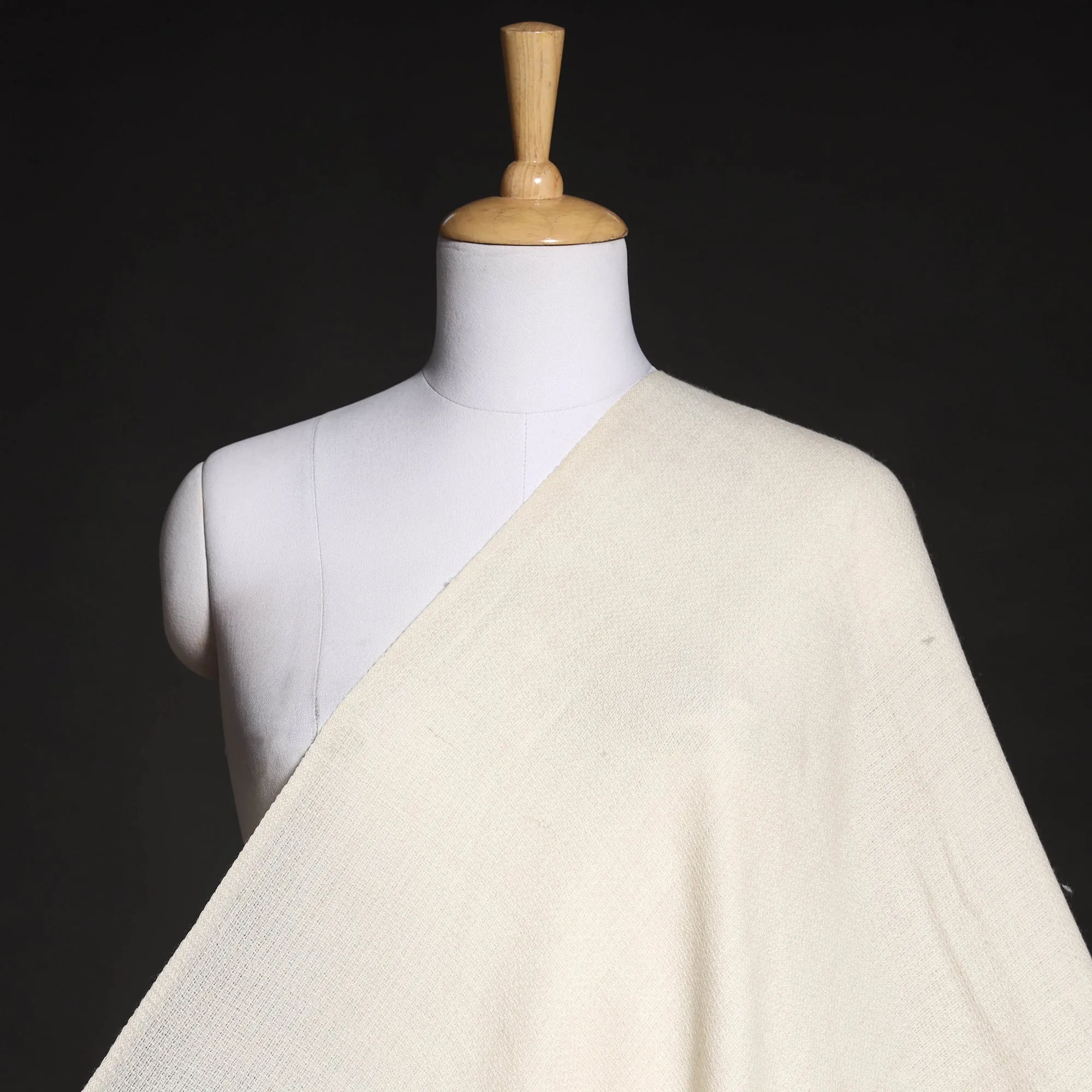 Beige - Kumaun Handwoven Merino Woolen Fabric 01