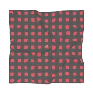 Buffalo Red Plaid Poly Scarf, Soft Sheer Scarves Fashion Women's Accessories- Made in USA