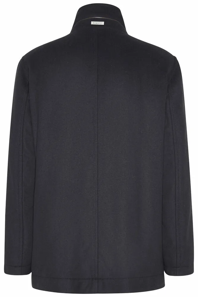 Bugatti High Collar Coat with Inner Vest Detail - Navy