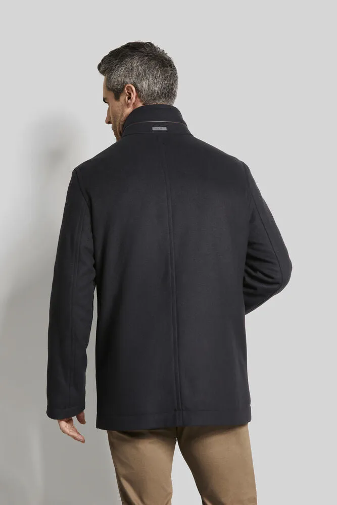 Bugatti High Collar Coat with Inner Vest Detail - Navy