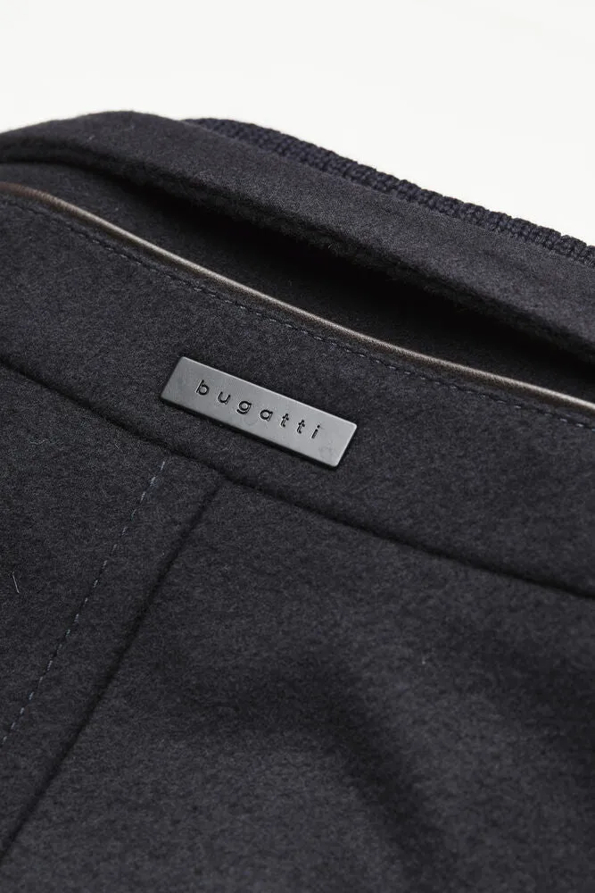 Bugatti High Collar Coat with Inner Vest Detail - Navy