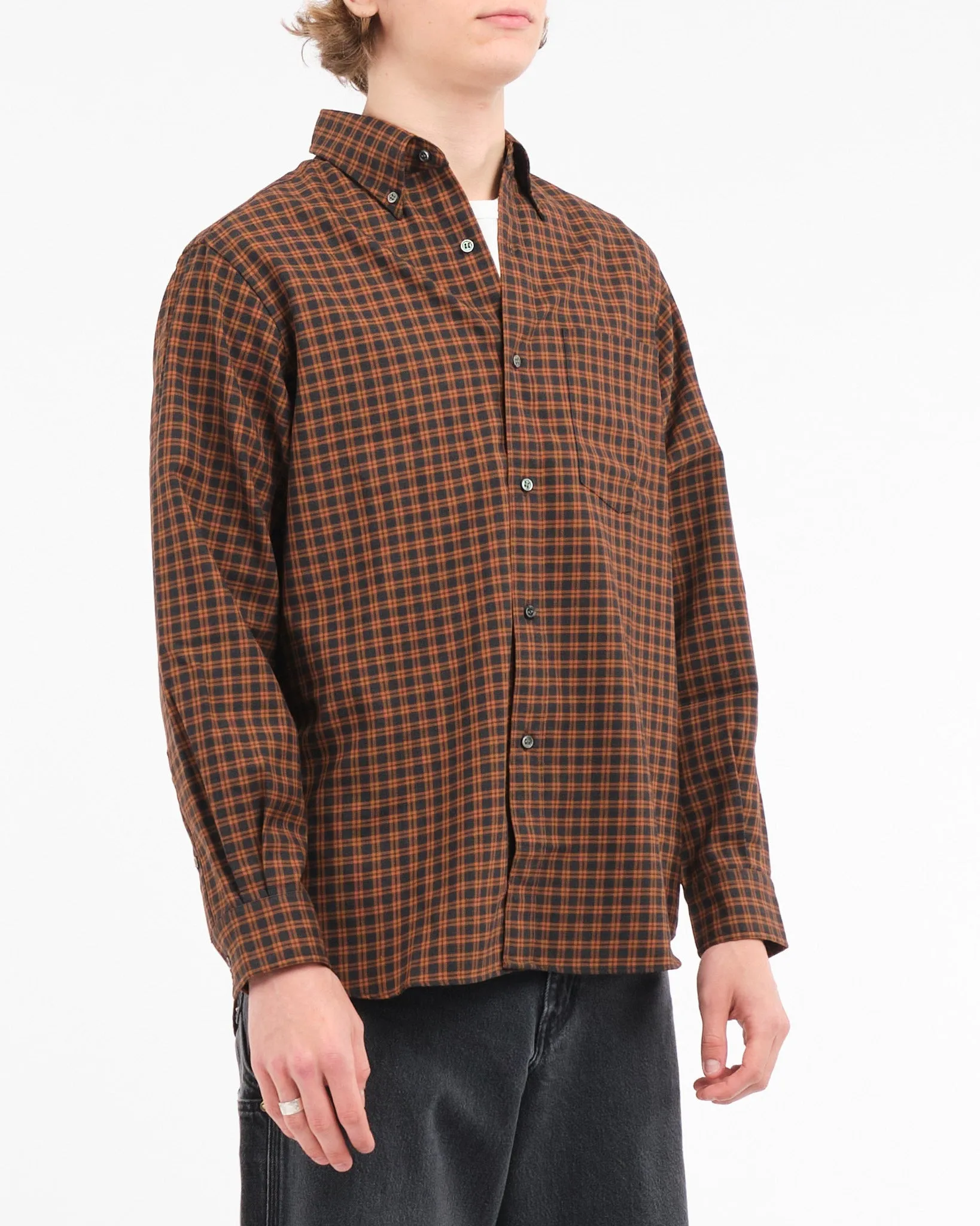 Button Down Wool Plaid Shirt