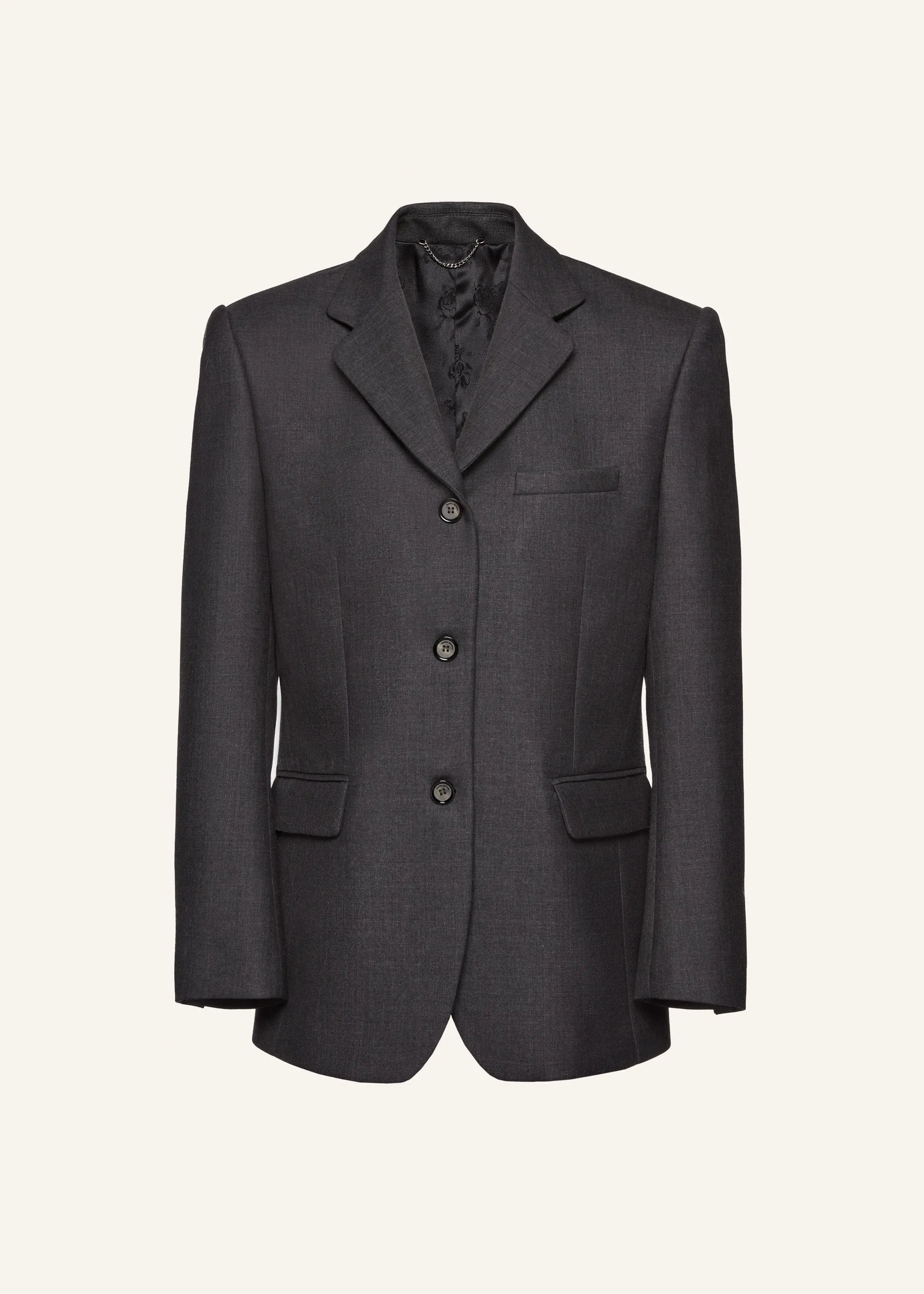 Cashmere blend boxy oversized blazer in grey