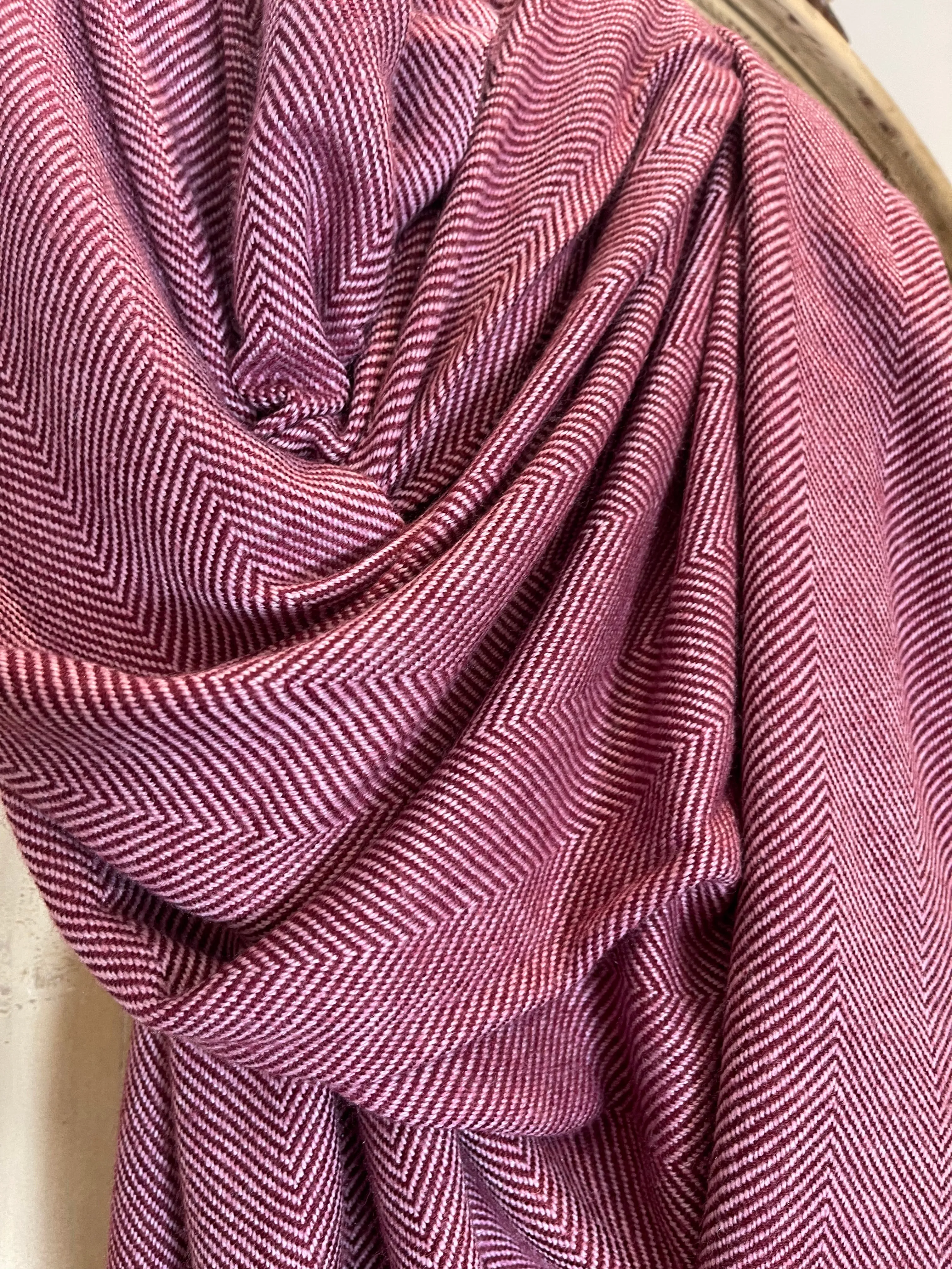 Cashmere Throw/Wrap - Dark Cherry Stripe