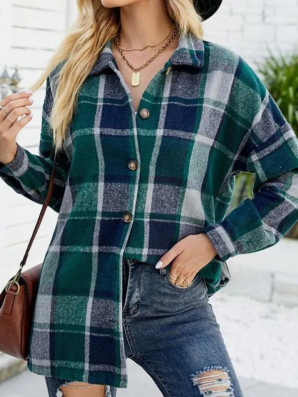 Casual Loose-Fitting Plaid Shirt