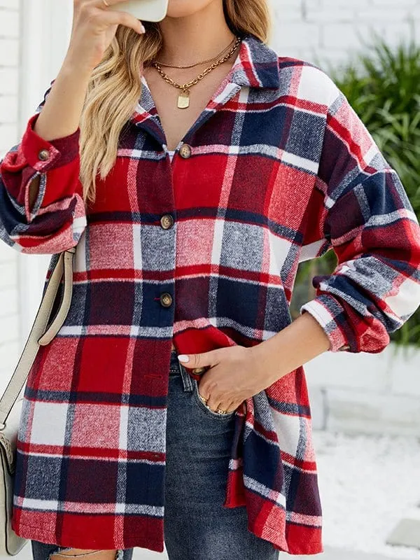 Casual Loose-Fitting Plaid Shirt
