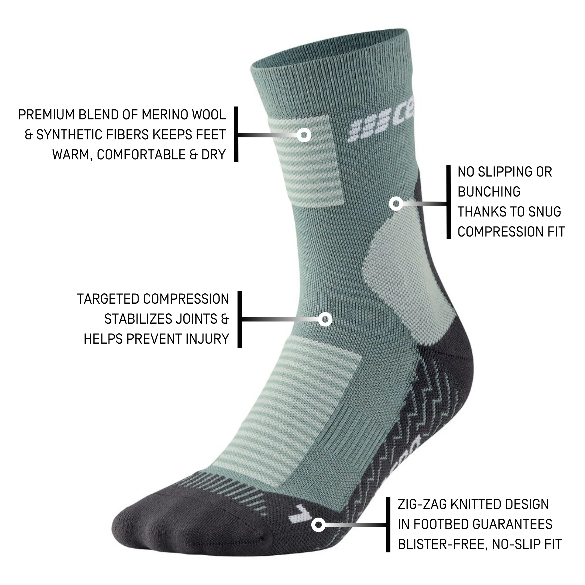Cold Weather Mid Cut Compression Socks, Women