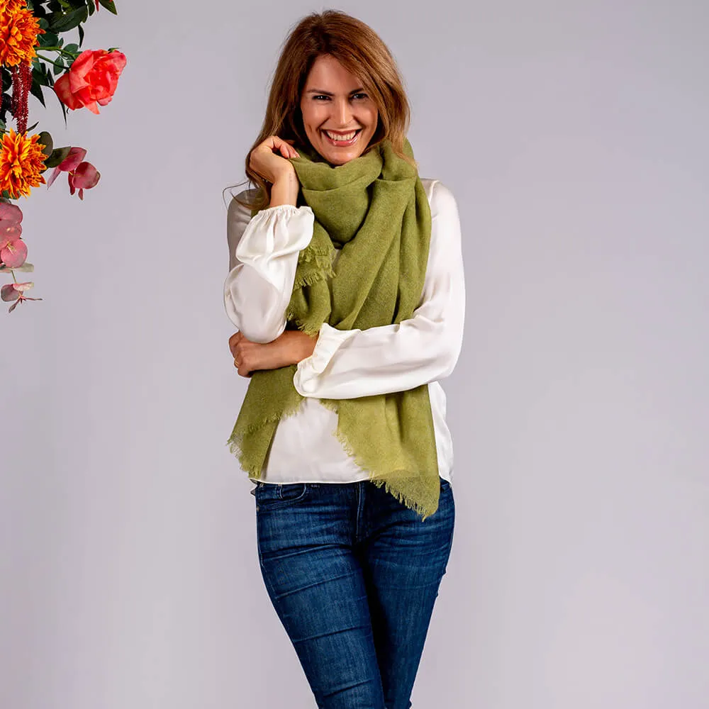 Crocodile Green Gossamer Cashmere Shawl