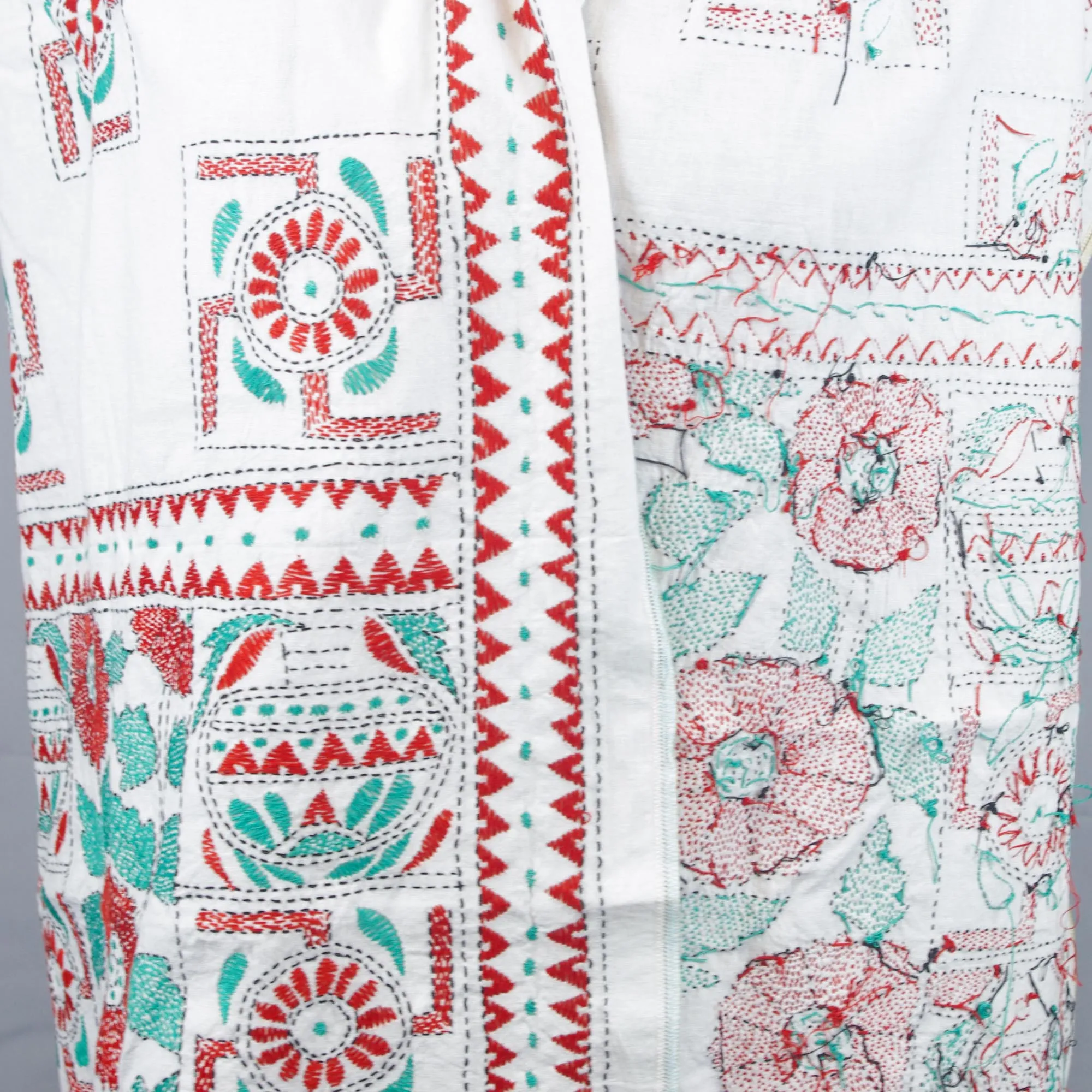 Embroidred Cotton Scarf - Red Swastik Design