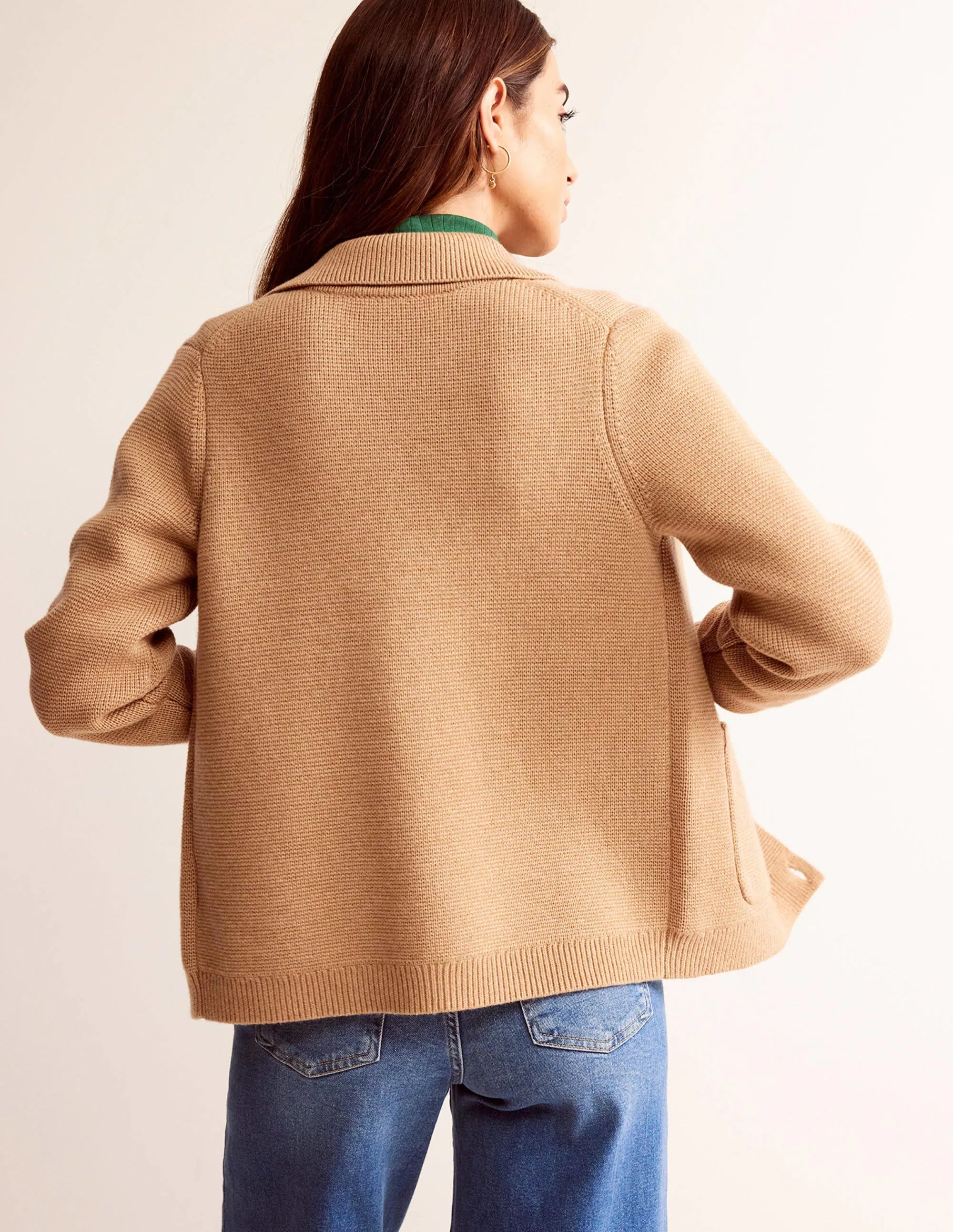 Emily Wool Blend Cardigan-Camel Melange