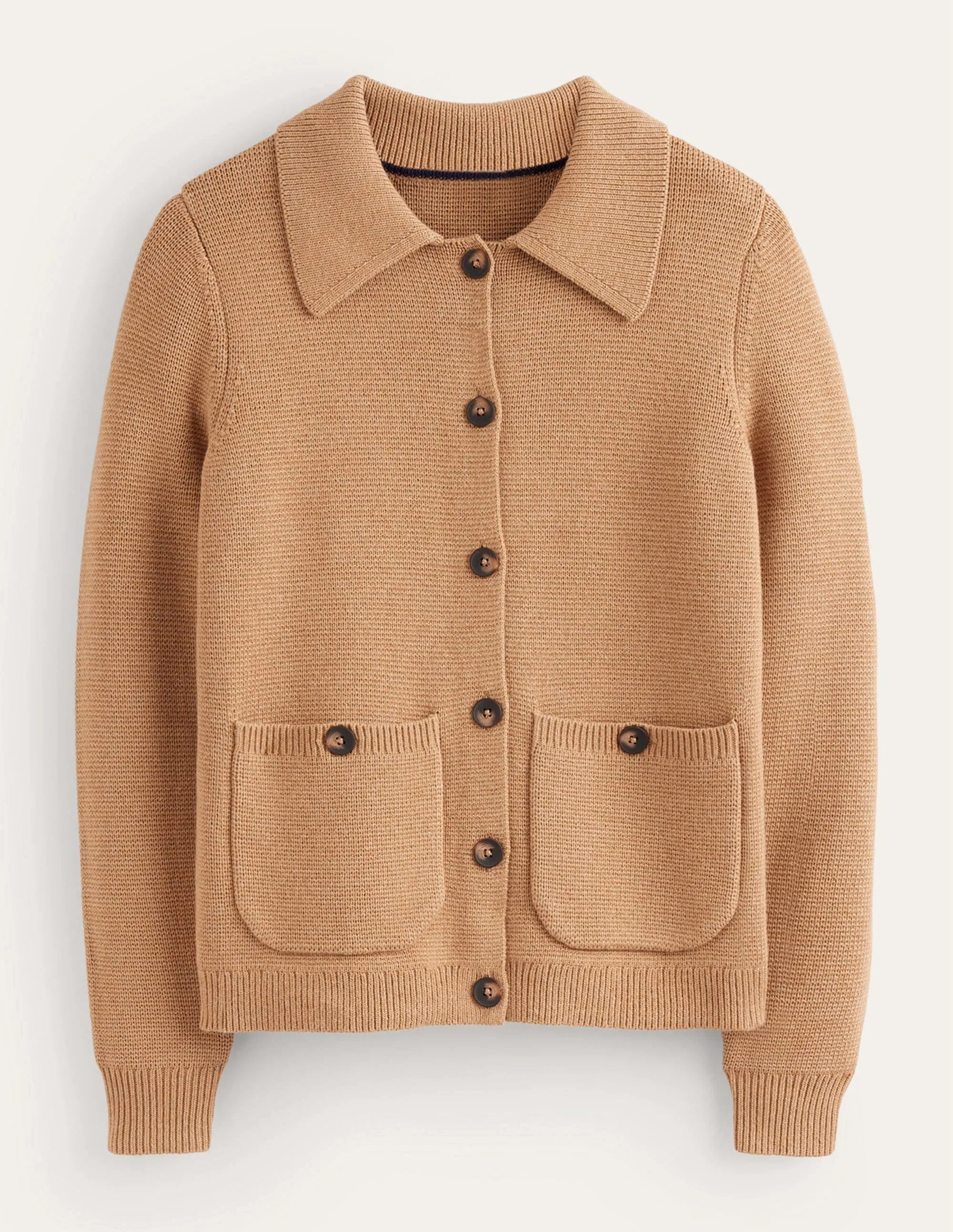 Emily Wool Blend Cardigan-Camel Melange