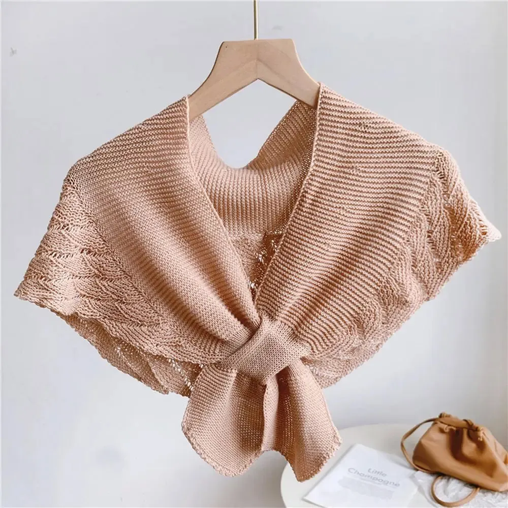 Fake Shawl Knitted Stripe Neck Guard Scarves