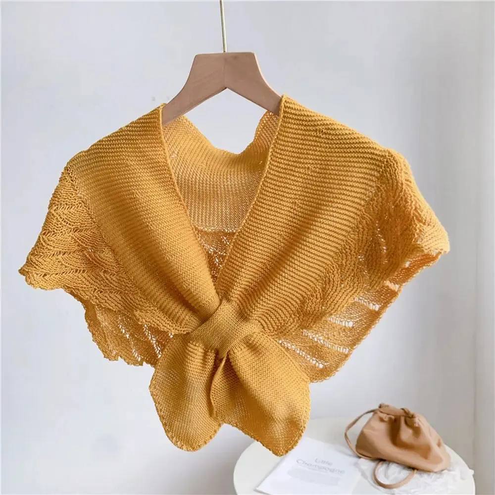 Fake Shawl Knitted Stripe Neck Guard Scarves