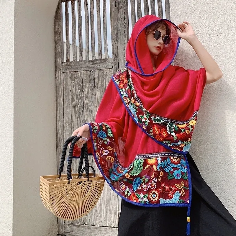 Fashion Lace Embroidery Fringed Scarf