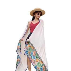Fashion Lace Embroidery Fringed Scarf