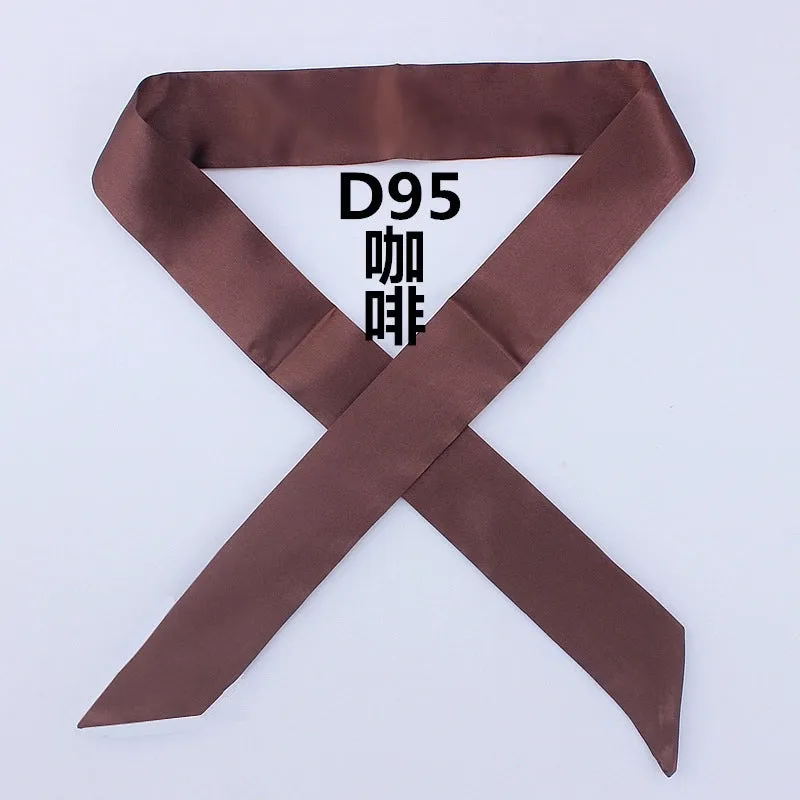 Fashion Solid Color Slender Narrow Small Silk Ribbon Decorative Scarf
