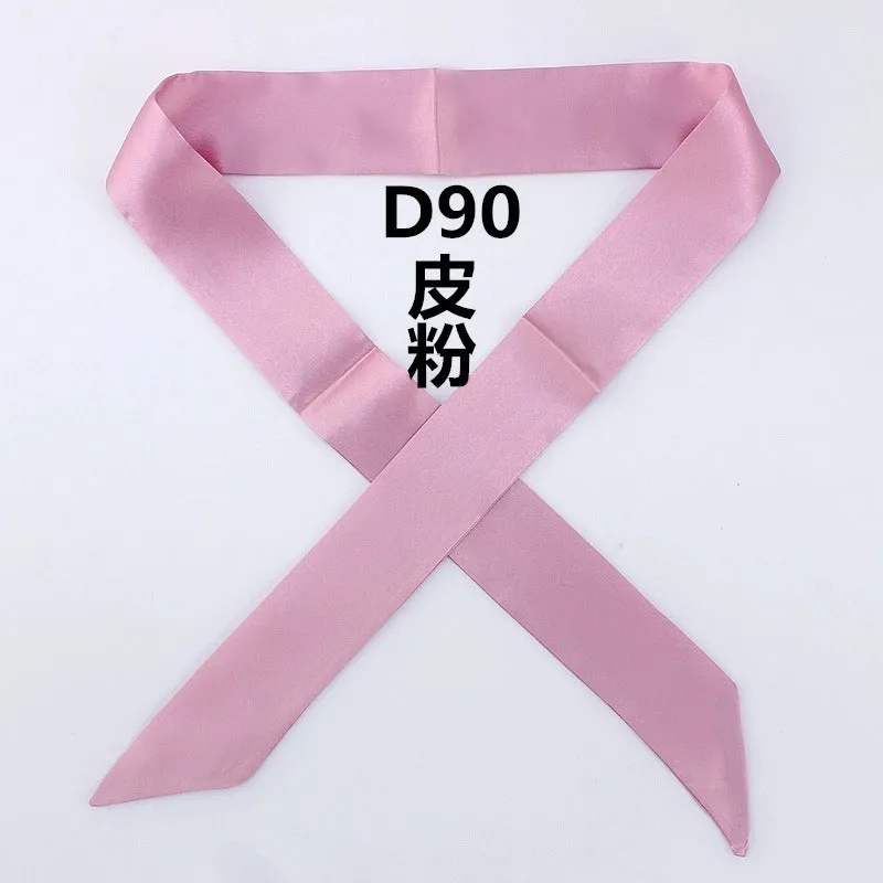 Fashion Solid Color Slender Narrow Small Silk Ribbon Decorative Scarf