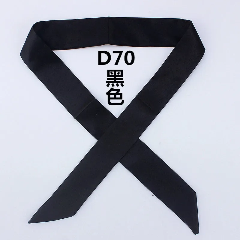 Fashion Solid Color Slender Narrow Small Silk Ribbon Decorative Scarf