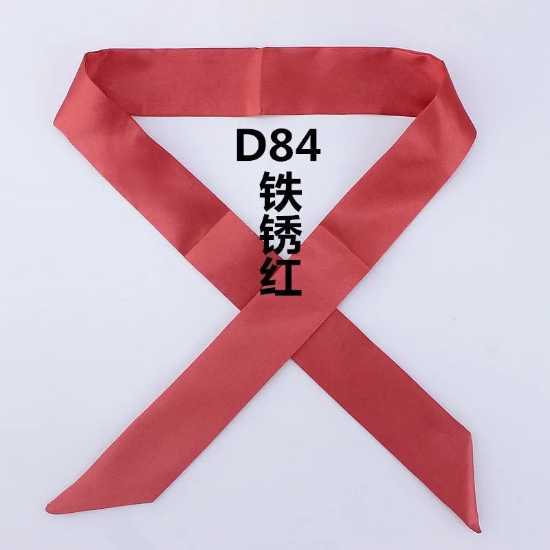 Fashion Solid Color Slender Narrow Small Silk Ribbon Decorative Scarf