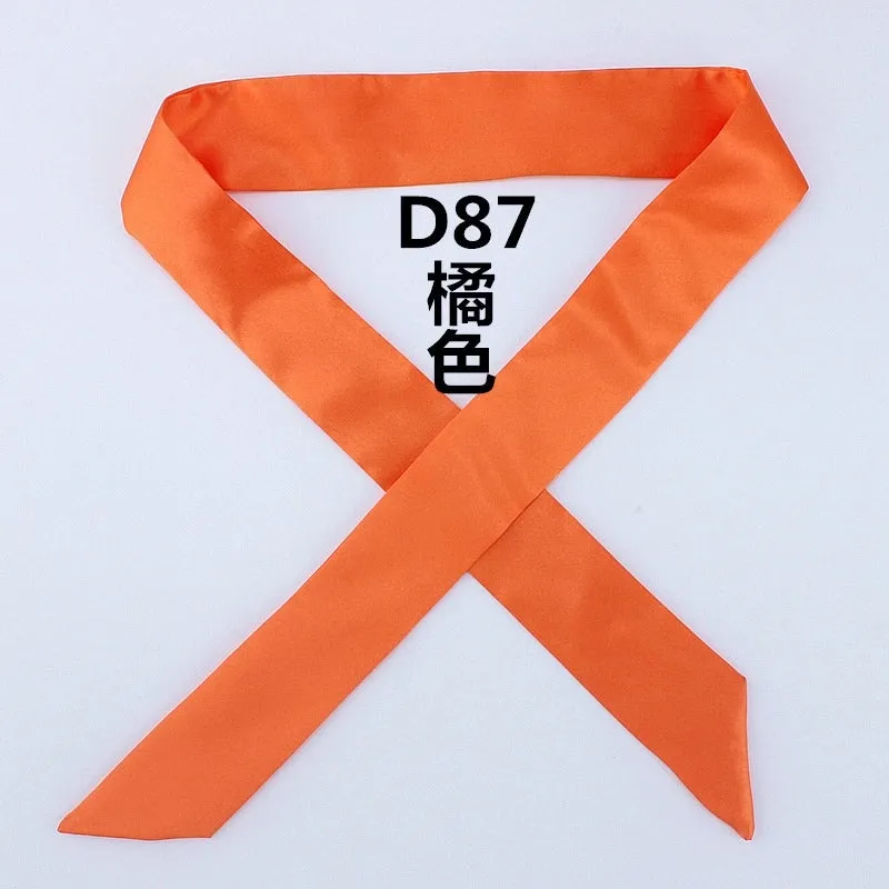 Fashion Solid Color Slender Narrow Small Silk Ribbon Decorative Scarf