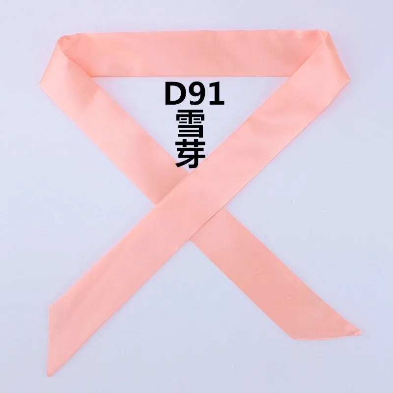 Fashion Solid Color Slender Narrow Small Silk Ribbon Decorative Scarf