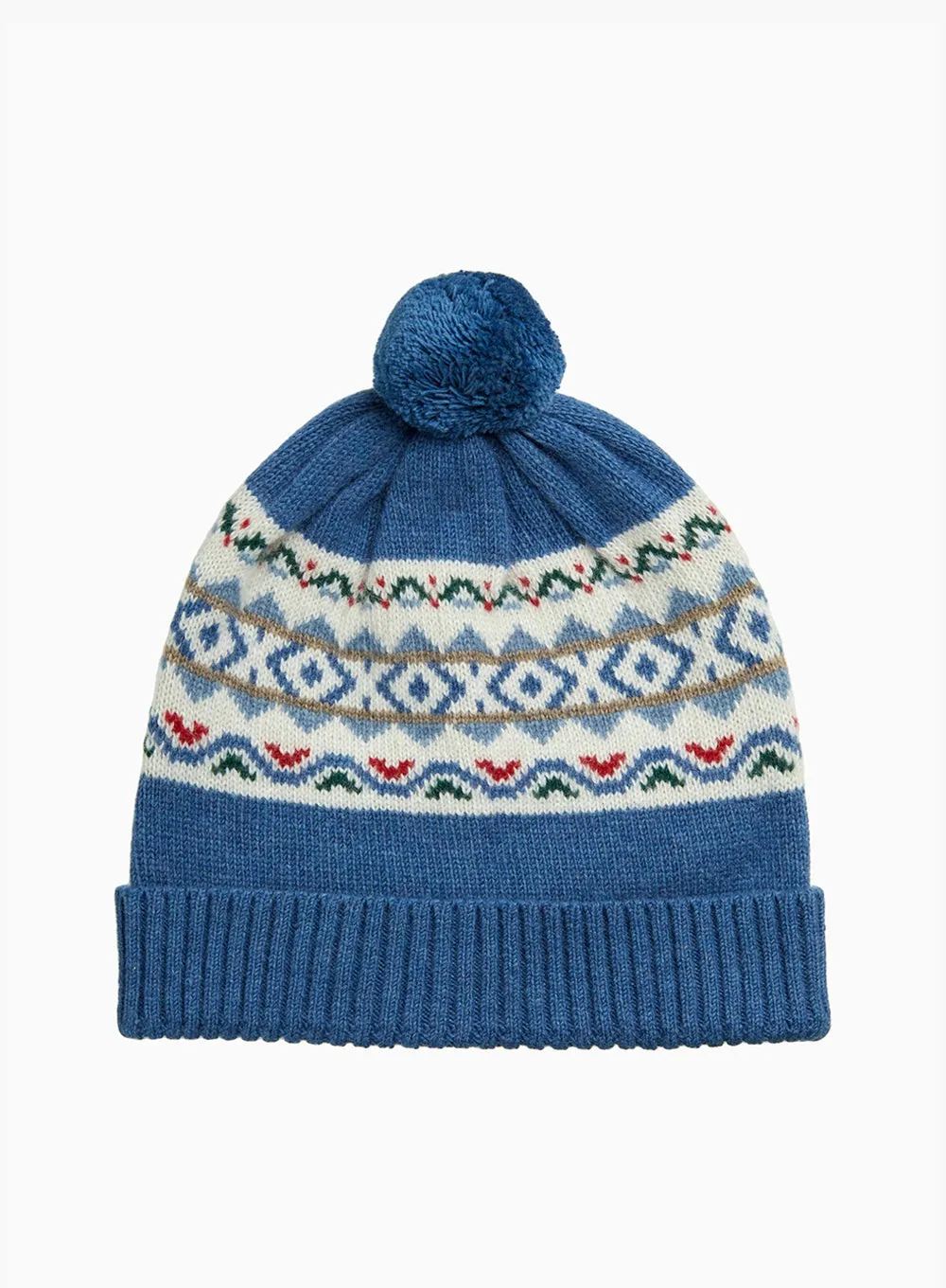 Frankie Beanie in Denim Blue Fair Isle