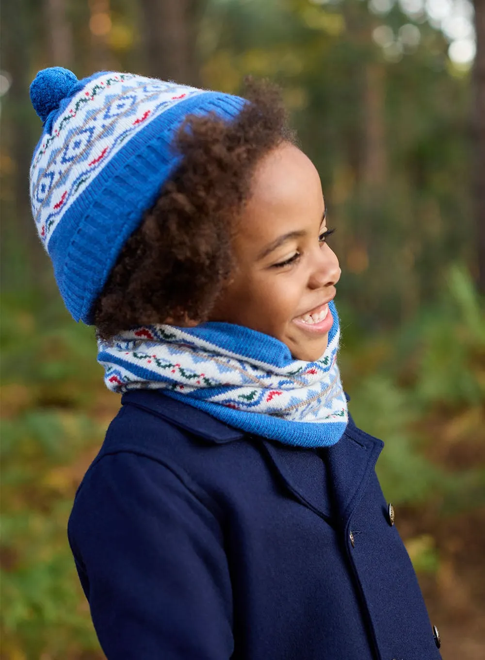 Frankie Beanie in Denim Blue Fair Isle