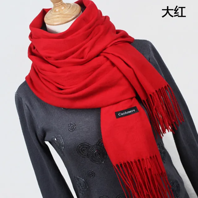 (FREE SHIPPING) Women cashmere scarfs with tassel lady winter thick warm