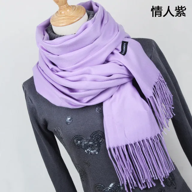 (FREE SHIPPING) Women cashmere scarfs with tassel lady winter thick warm