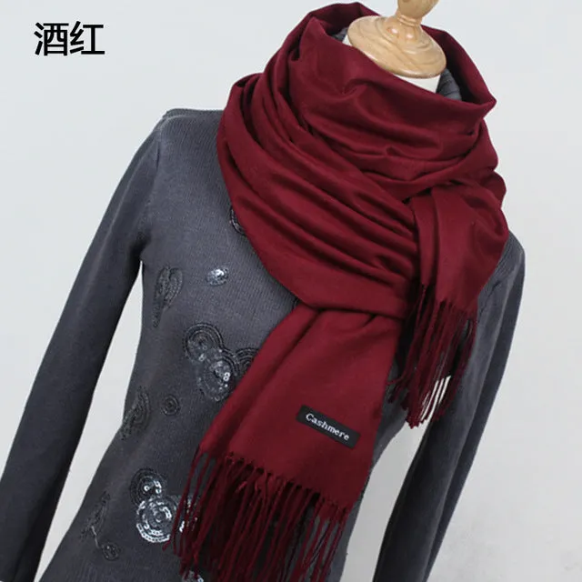 (FREE SHIPPING) Women cashmere scarfs with tassel lady winter thick warm