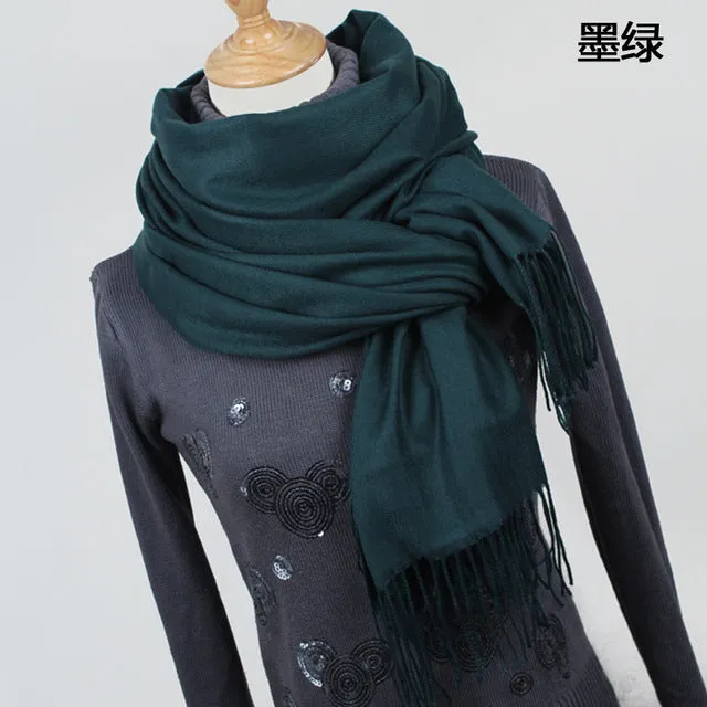 (FREE SHIPPING) Women cashmere scarfs with tassel lady winter thick warm