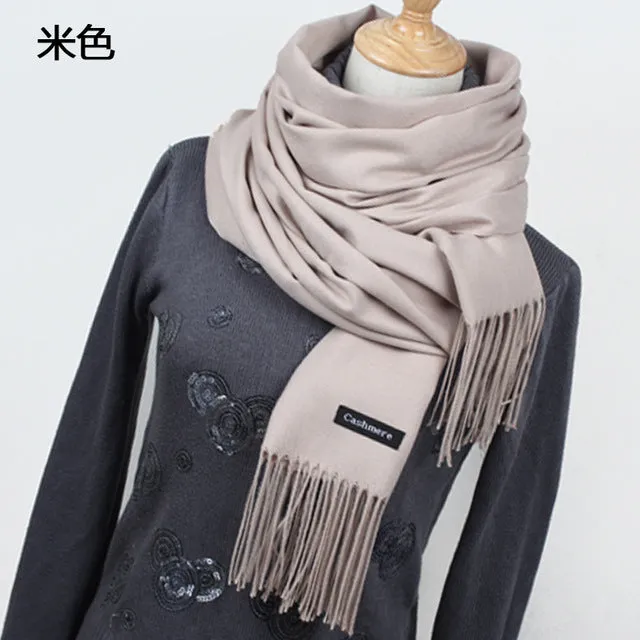 (FREE SHIPPING) Women cashmere scarfs with tassel lady winter thick warm