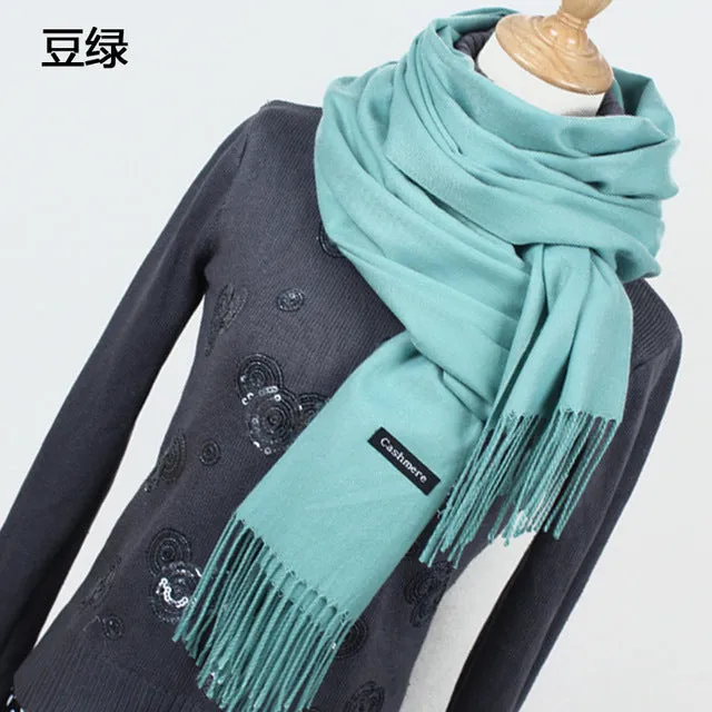 (FREE SHIPPING) Women cashmere scarfs with tassel lady winter thick warm