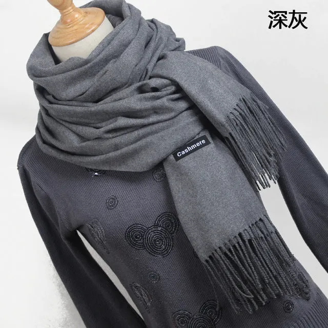 (FREE SHIPPING) Women cashmere scarfs with tassel lady winter thick warm
