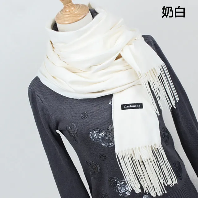 (FREE SHIPPING) Women cashmere scarfs with tassel lady winter thick warm
