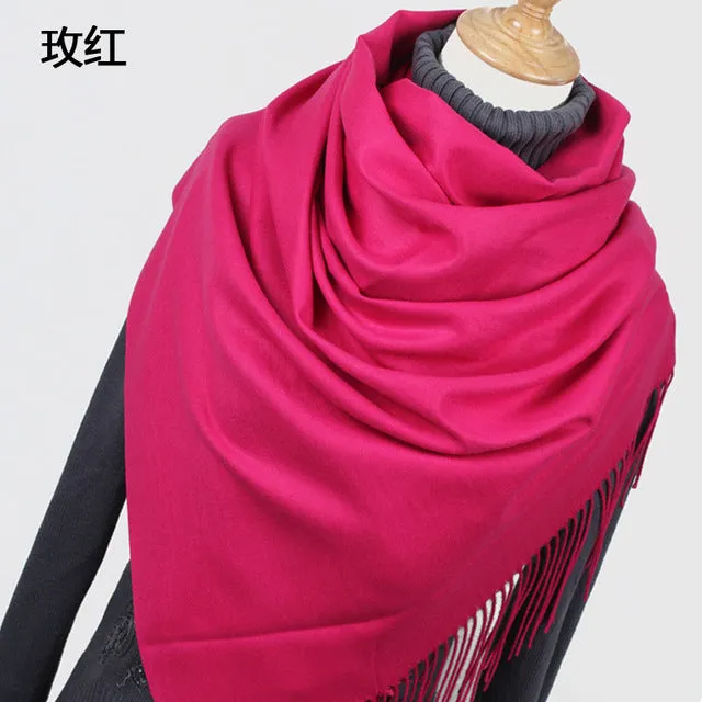 (FREE SHIPPING) Women cashmere scarfs with tassel lady winter thick warm